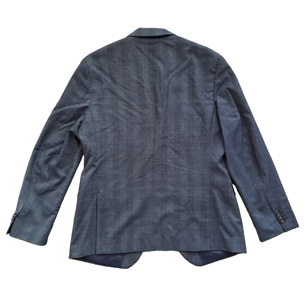 Banana Republic Sport Coat 42R Blue Glen Plaid Marzotto Wool Slim Unstructured